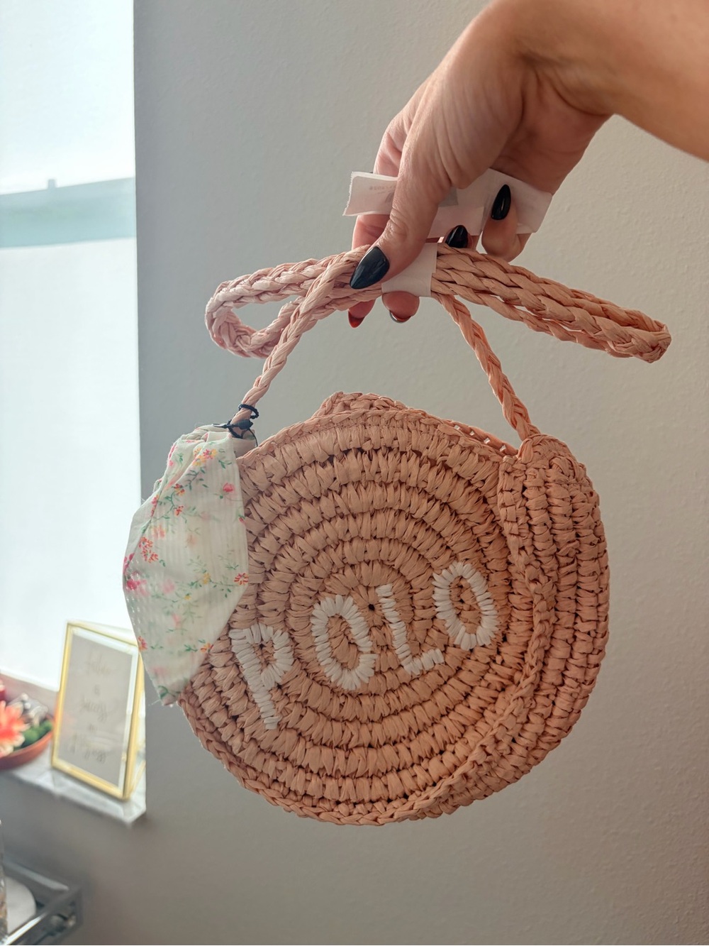NWT Polo Ralph Lauren Logo Pink Raffia Small/Kids Purse